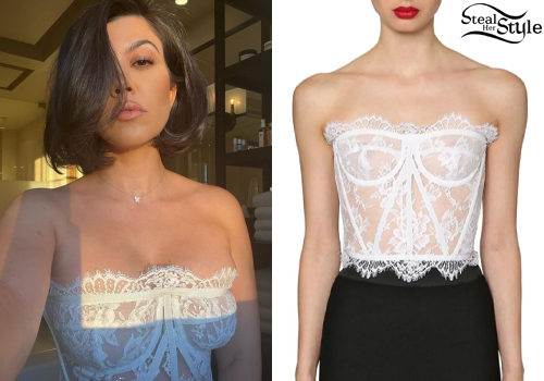 Look for Less: Kourtney Kardashian's Los Angeles Wolford Mat de Luxe Forming  Bodysuit, alice + olivia Bone L…