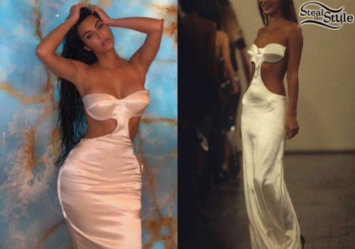 Kim Kardashian Long Sleeve Split Blue Prom Dress - Xdressy