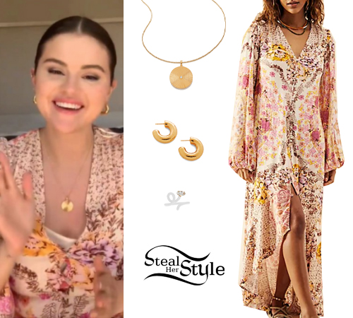 » Selena Gomez: Floral Dress, Gold Jewelry