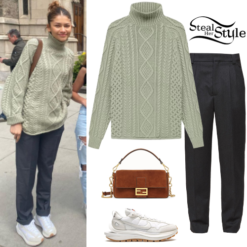 Zendaya: Cable Sweater, Suit Pants