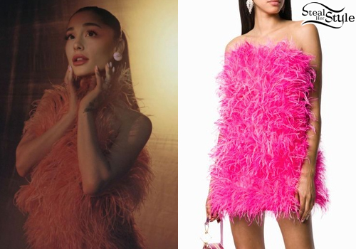 Ariana Grande Pink Feather Dress Steal Her Style