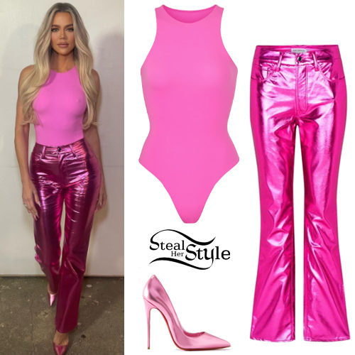 Khloe Kardashian is 'living in a Barbie world' as she models hot pink  bodysuit and pants from Good American