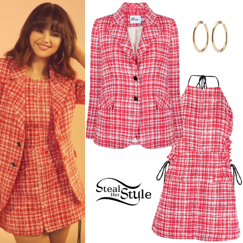 » Selena Gomez: Red Boucle Dress and Jacket