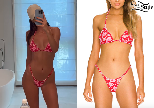 Kendall Jenner: Red Floral Bikini