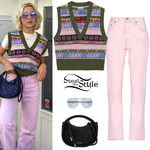 Emma Chamberlain Rocks a Funky Sweater Vest and Lavender Pants at