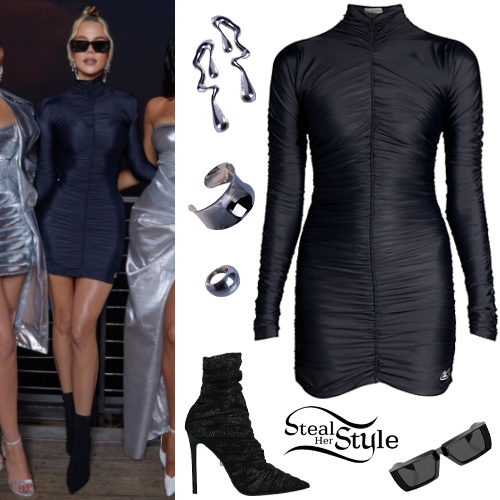 Khloé Kardashian: Black Mini Dress and Booties | Steal Her Style