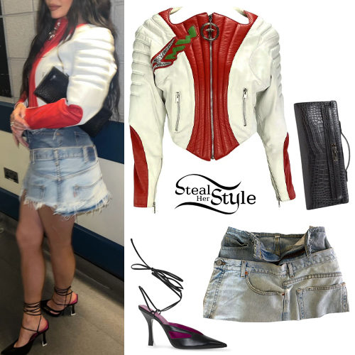 Kylie Jenner Denim Mini Skirt and Cropped Jacket Look for Less - The Budget  Babe