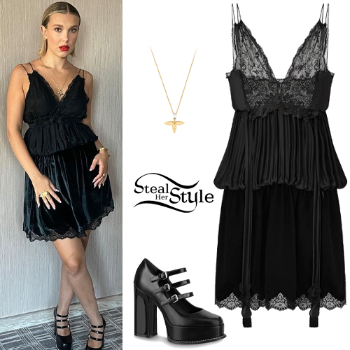 Millie Bobby Brown: Knit Mini Dress, Black Boots | Steal Her Style