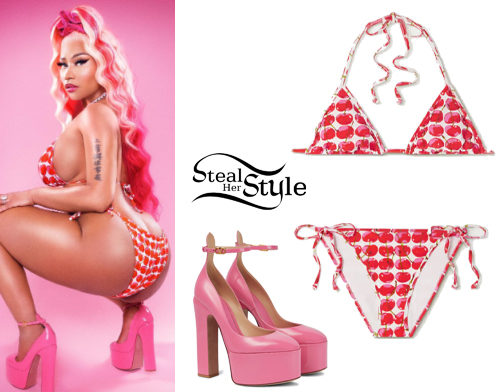 samenvoegen bewonderen huwelijk Nicki Minaj: Cherry Bikini, Pink Platforms | Steal Her Style