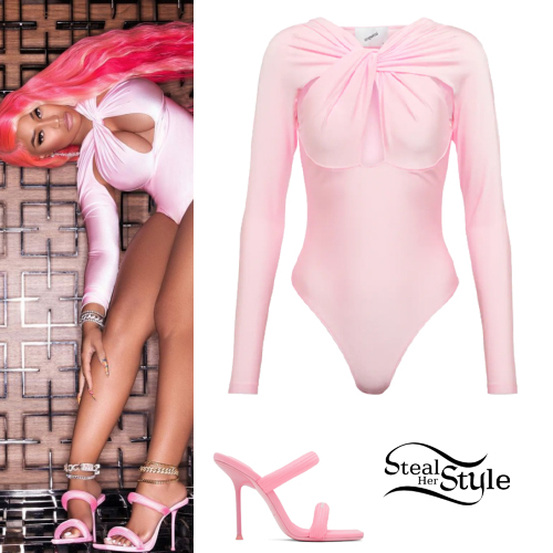 Nicki Minaj: Pink Bodysuit and Sandals