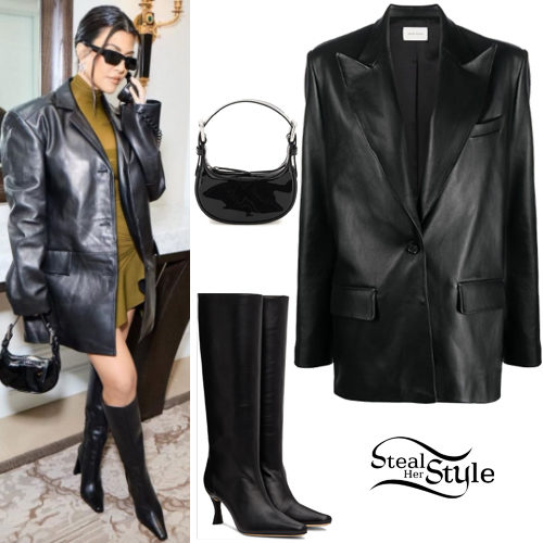 Magda Butrym - Hailey Bieber in Magda Butrym total leather look 🖤 Styled  by Maeve Railey