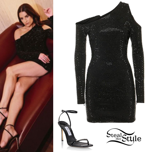 Lea Michele Embellished Dress Black Sandals Steal Her Style