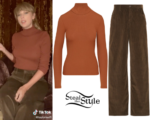 Taylor Swift: Ribbed Top, Corduroy Pants | Steal Her Style