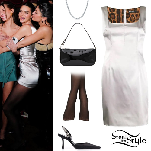 Kendall Jenner: Satin Mini Dress and Pumps | Steal Her Style