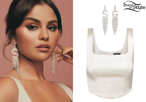 Selena Gomez Looks Angelic in $70 Lace Corset Bra at Her Rare Beauty Event  in Los Angeles