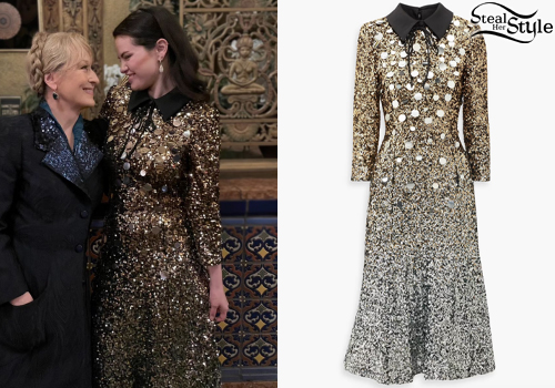 Selena Gomez: Gold Sequined Dress | Steal Her Style