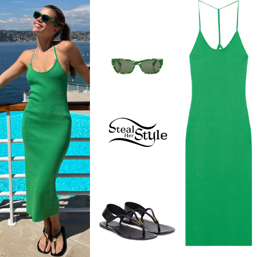 Sofia Richie: Green Dress, Black Sandals | Steal Her Style