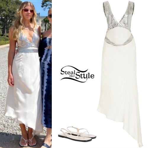 Sofia Richie White Metallic Dress and Sandals Steal Her Style