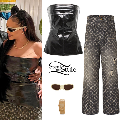Rihanna Slutz Top Blue Trousers Steal Her Style