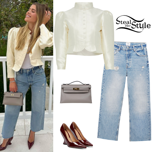 Sofia Richie: Crop Jacket, Blue Jeans