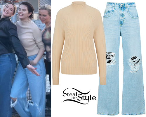 Selena Gomez: Ribbed Sweater, Ripped Jeans | Steal Her Style