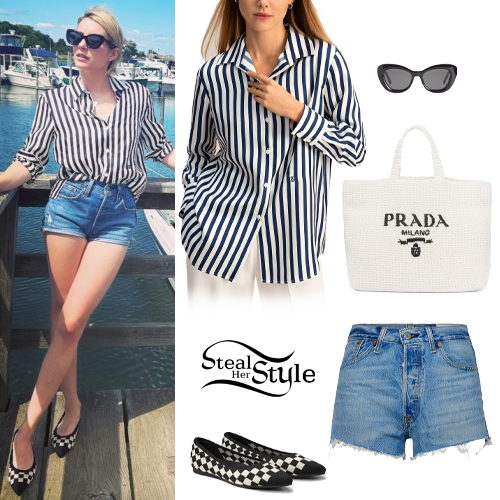 Emma Roberts: Printed Dress, Brown Boots | Steal Her Style