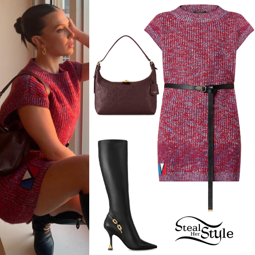 Millie Bobby Brown: Knit Mini Dress, Black Boots