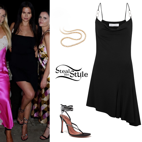 » Selena Gomez: Black Mini Dress, Crystal Sandals