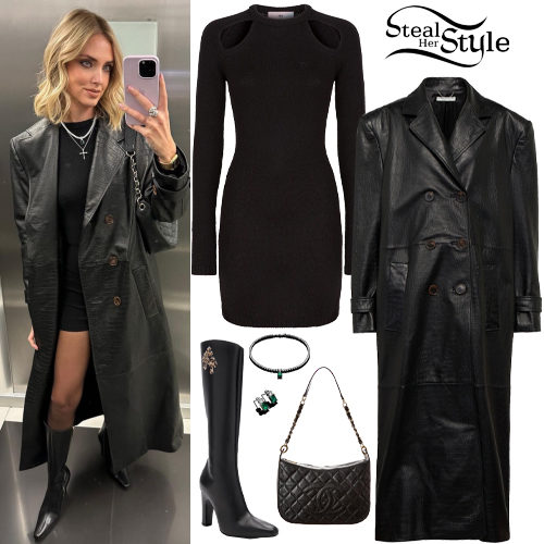 Chiara Ferragni is wearing a Chanel bag, and a Chanel coat, after