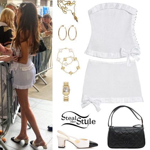 Madison Beer models crop top and Louis Vuitton bag in Los Angeles