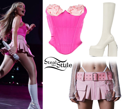 Sabrina Carpenter: Pink Corset and Mini Skirt
