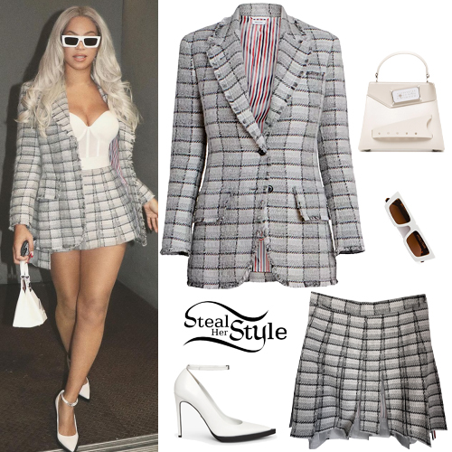Beyoncé: Check Blazer and Skirt | Steal Her Style