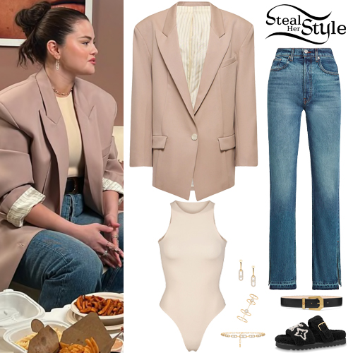 Selena Gomez: Oversized Blazer, Blue Jeans | Steal Her Style