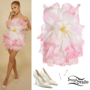 Ariana Grande: Pink Flower Dress and Pumps | Steal Her Style