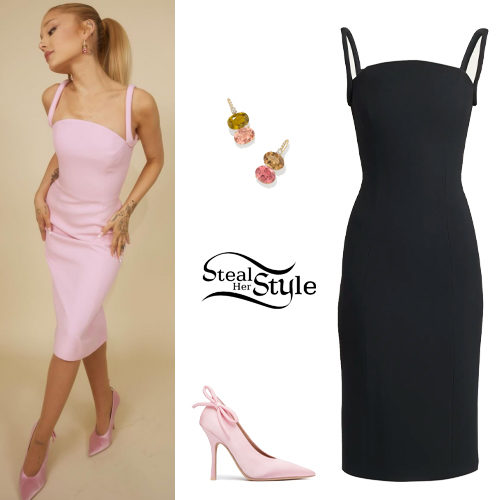 Ariana Grande: Pink Midi Dress and Pumps | Steal Her Style
