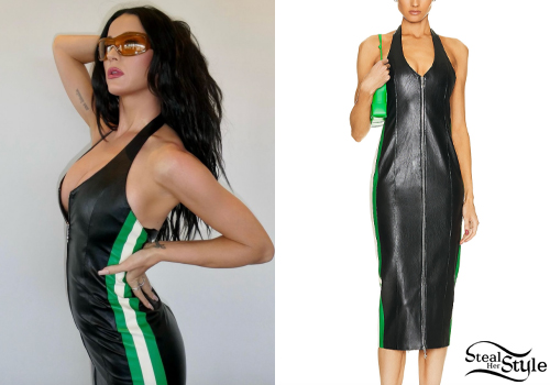 Katy Perry: Leather Midi Dress | Steal Her Style