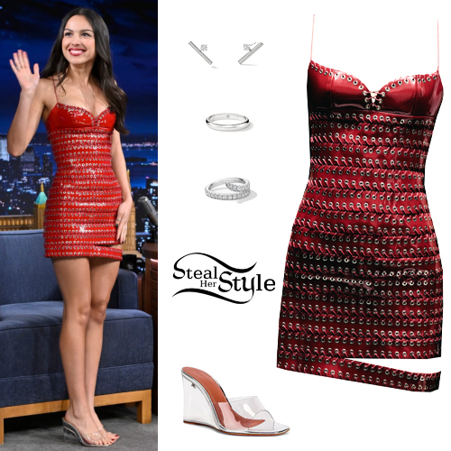 Olivia Rodrigo: Red Leather Dress, Clear Heels | Steal Her Style