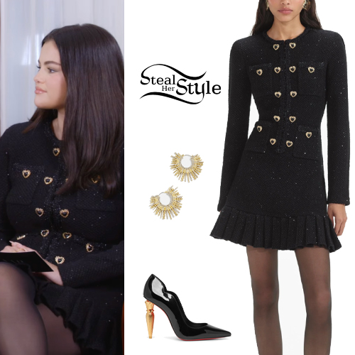 Selena Gomez: Blue Dress, Glitter Sandals | Steal Her Style
