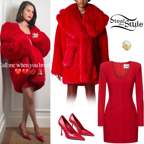 » Selena Gomez: Red Coat and Dress