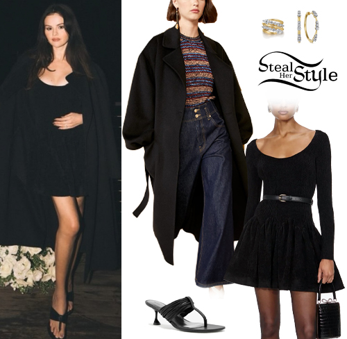 » Selena Gomez: Black Dress and Coat