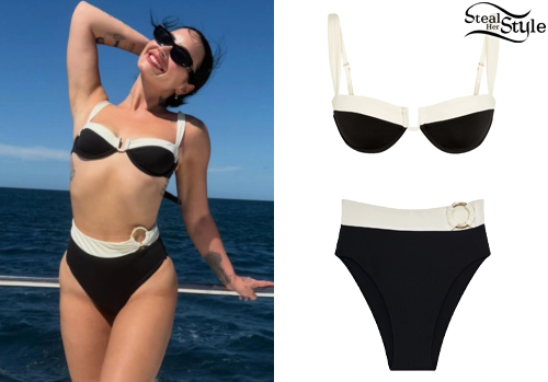 Demi Lovato Black And White Bikini 