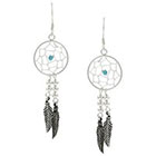 Journee Collection Journee Sterling Silver Turquoise Dream Catcher Earrings - Silver