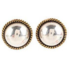eBay Pre-Owned DESIGNER Sterling Silver Gold Plate Accent Round Button Stud Earrings