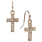 Target Cross Drop Earring with Pave Accents - Gold