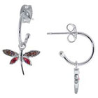 Target Silver Plated Dragonfly Charm Crystal Earrings - Multicolor