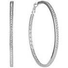 Target Silver Plated Hoop Earring with Clutchles Stone - Silver/Clear (63mm)