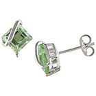 Allura 2.24 CT. T.W. Square Shaped Green Amethyst Pin Earrings in Sterling Silver