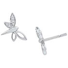 Diamond 1/20 CT. T.W. Round Prong Set Butterfly Earring in Sterling Silver (IJ-I2-I3)