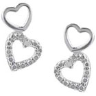 Journee Collection 1/25 CT. T.W. Journee Round Cut Diamond Pave Set Double Heart Earrings in Sterling Silver - Silver