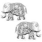 Tressa Collection Cubic Zirconia Elephant Stud Earrings in Sterling Silver